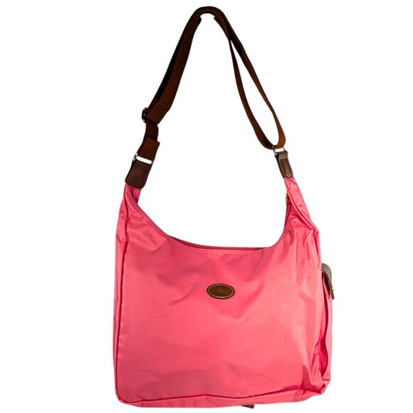 Longchamp Le Pliage Flamingo Pink Nylon Leather Large Crescent Hobo Bag - Picture 1 of 9